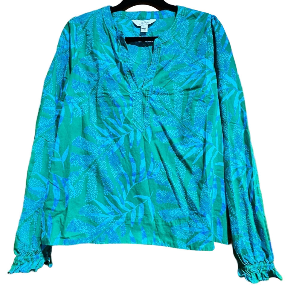 Lilly Pulitzer Coulter Top It’s a Jungle Green Blue Print Size L - EUC - Picture 1 of 4